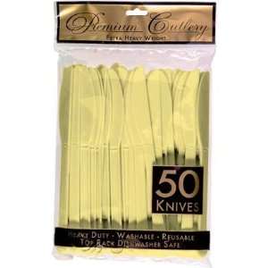  Heavy Weight Light Yellow Plastic Knives 50ct Toys 