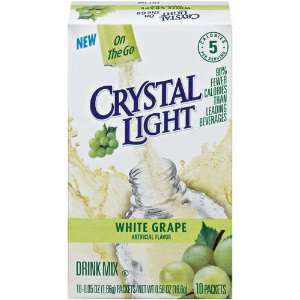 Crystal Light On The Go Drink Mix, White Grape, 10 Count (Pack of 9)