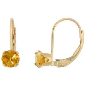  10k Gold Leverback Round Earrings w/ 5mm Brilliant Cut 