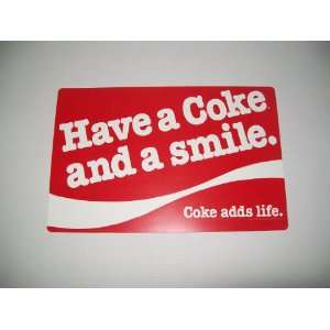   Cola Have a Coke and a smile Placemats Table Mats Coke adds life