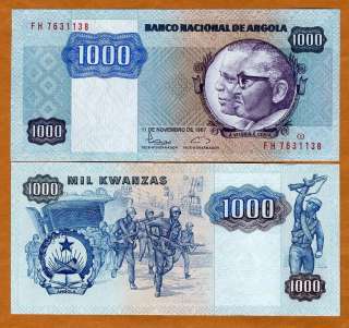 Angola, 1000 (1000) Kwanzas, 1987, P 121 (121b), UNC  