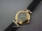 Ladies Must de Cartier Vermeil Quartz Black Leather Wrist Watch Very 