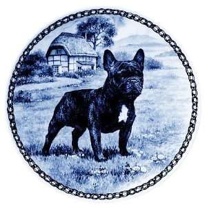  French Bulldog (Brindle) Danish Blue Porcelain Plate 