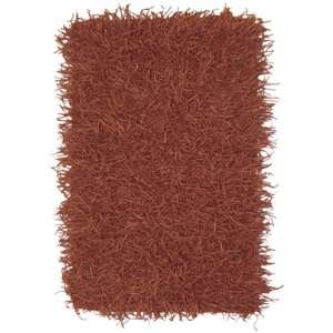  Shaggy Leather Rug in Rust