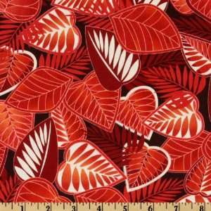  44 Wide Sunset Leaf Toss Red Fabric By The Yard Arts 