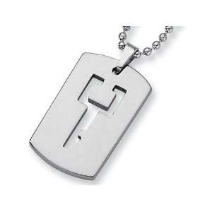   Tungsten Dog Tag with Key Cut   22 inches Finejewelers Jewelry