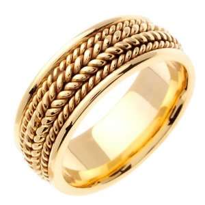   Gold comfort fit Double Rope Braided Mens Wedding Band Jewelry