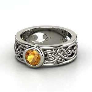  Alhambra Ring, Round Citrine 14K White Gold Ring Jewelry