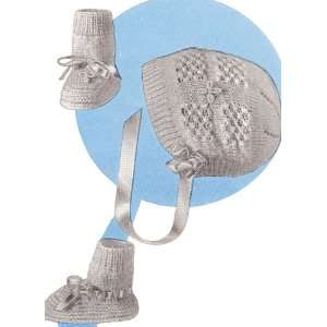  Vintage Knitting PATTERN to make   Cap Bonnet Booties Set 