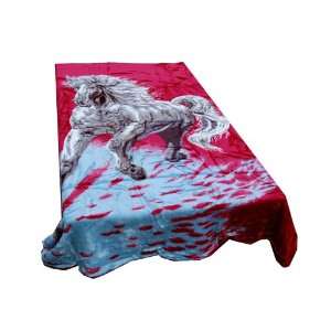  Soft Queen Size Korean Mink Blanket   Red Horse Print 