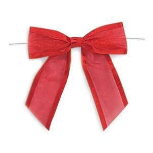 12 RED Pre Tied Sheer Bows Organza w/ Satin Edge 1 1/2 Ribbon  