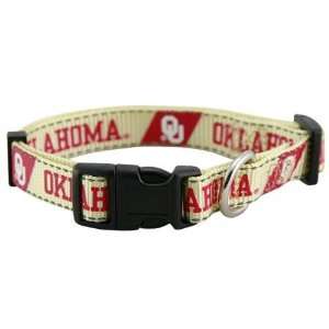  NCAA Oklahoma Sooners Cream Medium Adjustable Pet Collar 