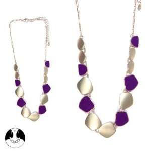   paris women necklace necklace 40cm+ext matt gold purple enamel/metal