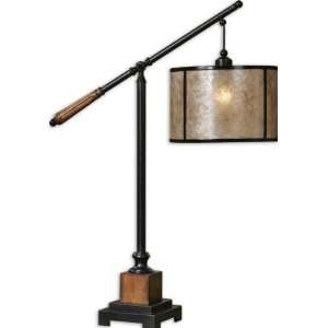   Aged Black and Rustic Mahogany Natural Mica Table Lamp