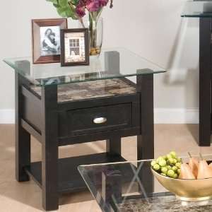   Black End Table Base W/8mm Tempered Beveled Glass Top
