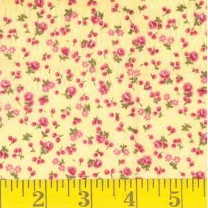  45 Wide Cotton Lawn Tiny Bourbon Rose Yellow Fabric By 
