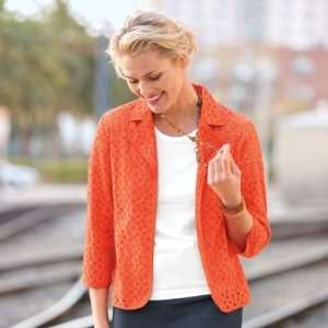  TravelSmith Womens Eyelet Open Front Jacket Bright Orange 