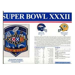  Super Bowl 32 Patch and Game Details Card Sports 