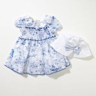 Little Bitty Pink and Blue Floral Holiday Dress w/ Bonnet
