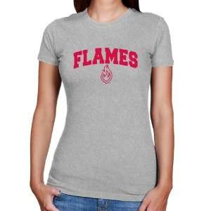  NCAA UIC Flames Ladies Ash Logo Arch T shirt Sports 