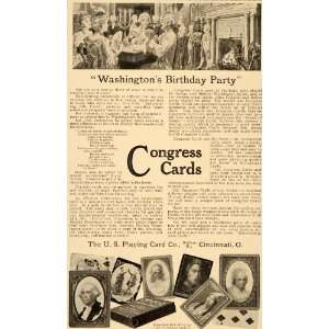   Ad Washington Birthday Party Congress Playing Card   Original Print Ad