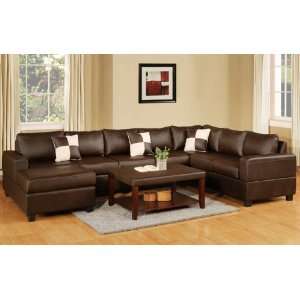  3 Piece Sectional Sofa With Bonded Leather Match Walnut by 