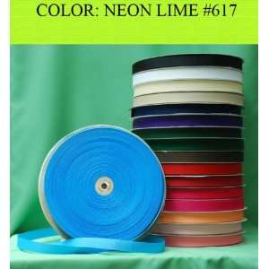  50yards SOLID POLYESTER GROSGRAIN RIBBON Neon Lime #617 1 