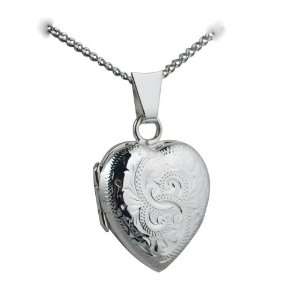 British Jewellery Workshops Silver 17x16mm hand engraved heart shaped 