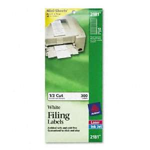 Avery  File Folder Labels on Mini Sheets, 3 7/16 x 2/3, White, 300 