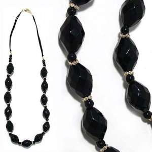  65cm Gold Black Noir/Jet Necklace Necklace Plastic Winter Women Dark 
