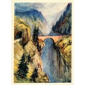  1907 Print Via Mala Switzerland Swiss Viamala Bridge Gorge 