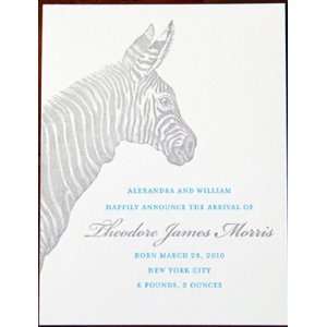   zebra custom letterpress birth announcements