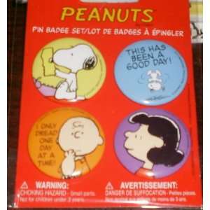   Peanuts Snoopy, Charlie Brown, Lucy Set of 4 Pin Badge Toys & Games