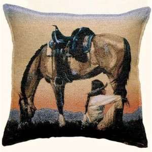 My Time Horse & Sunset Decorative Throw Pillow 17 x 17 