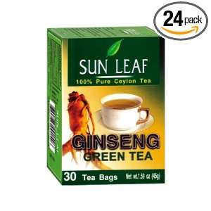 Sun Leaf Ginseng Green Tea, 30 Count Tea Bags (Pack of 24)  