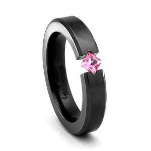  Black Titanium & Pink Sapphire Diagonal Ring Jewelry