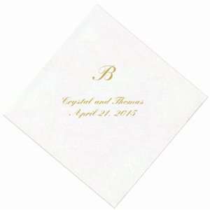    100 Personalized White Linen Cocktail Napkins