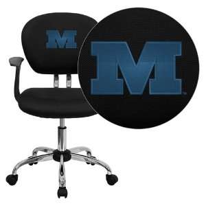   Big Blue Embroidered Black Mesh Task Chair with Arms and Chrome Base