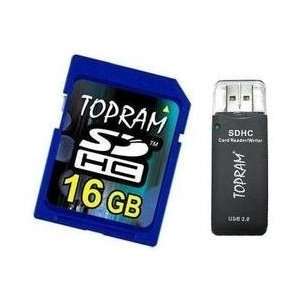  TOPRAM 16GB SD SDHC Memory Card Class 6 with R3 Reader 
