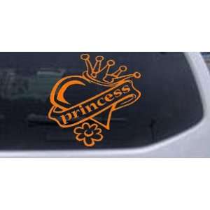 Orange 6in X 6in    Princess Heart and Crown Car Window Wall Laptop 