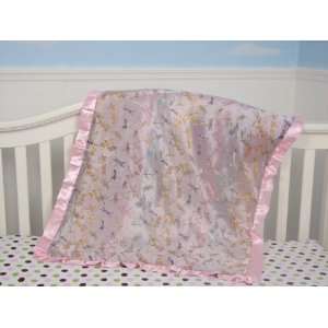  New Boutique Pink Dragonflies Silky Baby Blanket ** FREE 