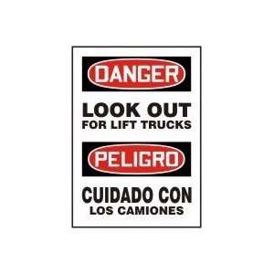  LOOK OUT FOR LIFT TRUCKS (BILINGUAL) Sign   14 x 10 Dura 