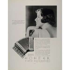 1934 Ad Hohner Piano Accordion Rene Du Champ Ballinger   Original 