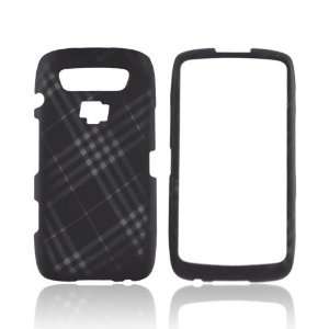  Plaid on Black Rubberized Hard Plastic Case For Blackberry Torch 9850
