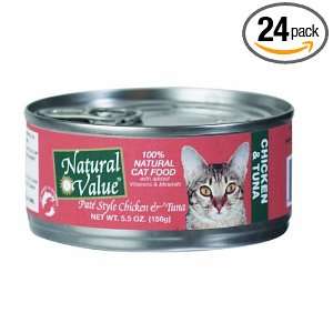 Natural Value Cat Food, Pate Style Chicken & Tuna, 5.5 Ounce Cans 