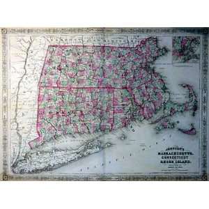   Map of Massachusetts, Connecticut, & Rhode Island