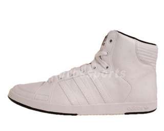 Adidas Court Side Hi W White Leather Black New 2012 Womens Casual 