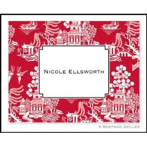  Chinoiserie Red Personalized Foldover Notes Health 