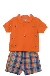 NWT Infant Boys 2 pc shirt and plaid shorts set  