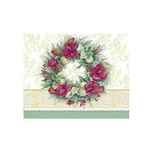  Amaryllis Wreath Note Card Portfolio 10 Ct Carol Wilson 